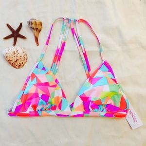 NWT NEON TRIANGLE BIKINI TOP W/FUN BACK STRAPS